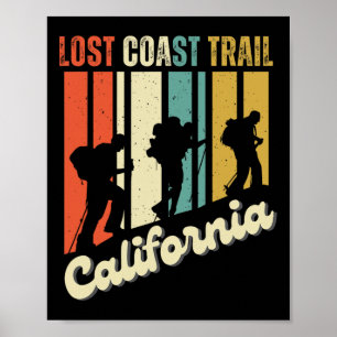 Lost Coast Trail Kalifornien Wandern Retro Berg Poster