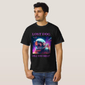 Lost Dog Anpassbare schwarze Farbe T-Shirt (Vorne ganz)