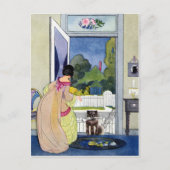 Lost Dog bringt Zuhause mit Zeitung in Mund zurück Postkarte (Vorderseite)