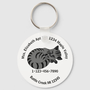 Lost Grey Tabby Kitten Kontaktinformationen Zuhaus Schlüsselanhänger