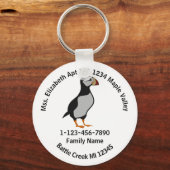 Lost Horned Puffin Stehende Zuhause-Adresse Schlüsselanhänger (Vorderseite)