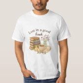 Lost in a Good Book – Cozy Reading Lover Watercolo T-Shirt (Vorderseite)
