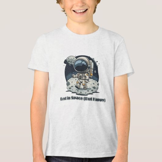 Lost in Space (But Happy) – Cute Astronaut Design Tri-Blend Shirt (Vorderseite)