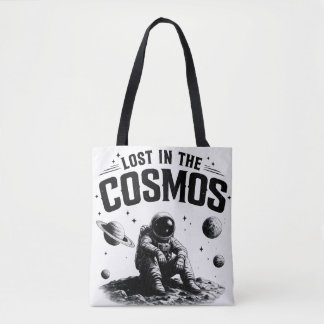 Lost in the Cosmos Astronaut Weiße Einkaufstasche Tasche