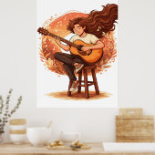 Lost In The Music Cozy Guitar Player Aesthetic Ill Poster (Küche)