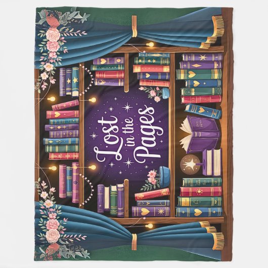 Lost in the Pages, Library of Books Fleecedecke (Vorderseite)