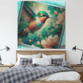 Lost in the Sea — Hummingbird Textured Painting Leinwanddruck (Insitu (Schlafzimmer))