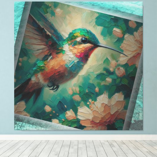 Lost in the Sea — Hummingbird Textured Painting Leinwanddruck (Insitu (Holzboden))