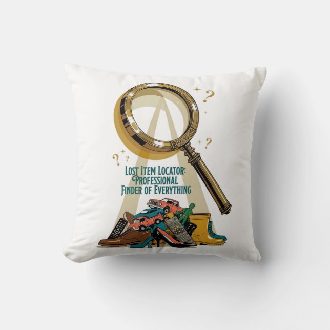 Lost Item Locator T Shirt, Professional Finder Mug Kissen (Vorderseite)