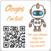Lost Item Return QR Handy Bot Aufkleber (Vorderseite)