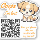 Lost Item Return QR Sticker Adorable Puppy (Vorderseite)