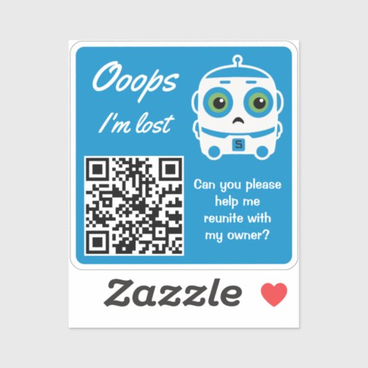 Lost Item Return QR Sticker Blue Bot (Blatt)