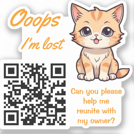 Lost Item Return QR Sticker Fully Customizable (Vorderseite)