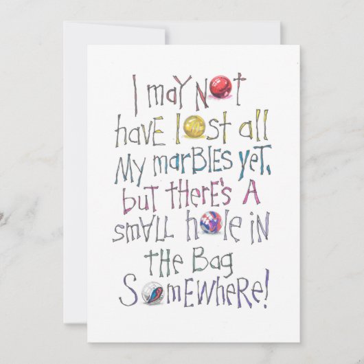 LOST MARBLES MITTEILUNGSKARTE (Vorderseite)