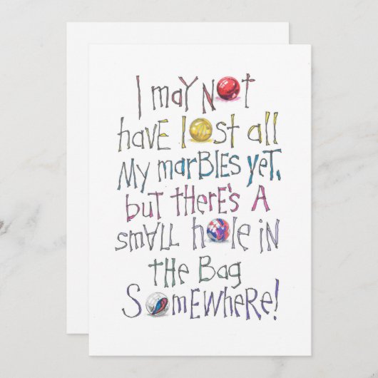 LOST MARBLES MITTEILUNGSKARTE (Vorne/Hinten)