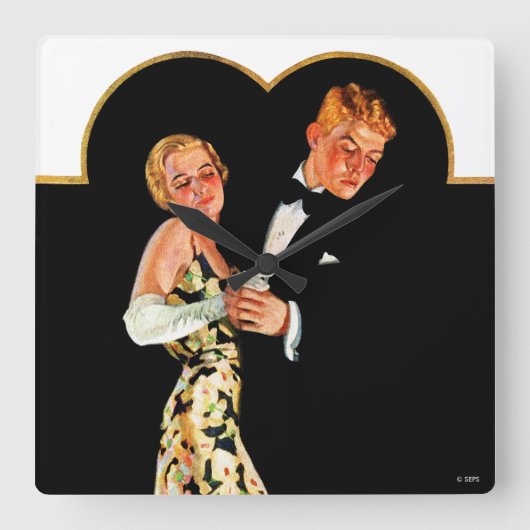 Lost Suspender Quadratische Wanduhr (Vorderseite)