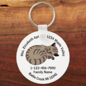 Lost Tan Tabby Kitten Zuhause-Adresse Schlüsselanhänger (Vorderseite)