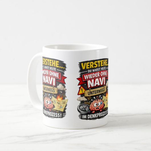 Lost Thought Process – Funny Brain Design Kaffeetasse (Vorderseite Links)