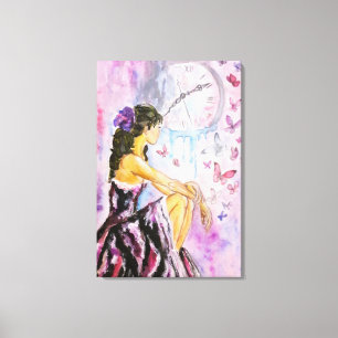Lost Time Aquarell-Kunstmalerei auf Leinwand