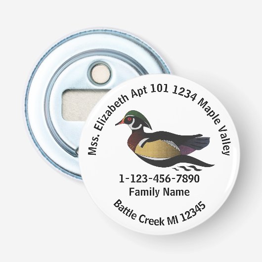 Lost Wood Duck Zuhause-Adresse Flaschenöffner (Vorderseite)