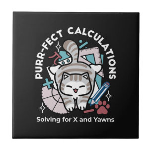 Lösung für X und Gähnen – Cute Tabby-Katze Mathe-W Fliese