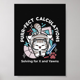 Lösung für X und Gähnen – Cute Tabby-Katze Mathe-W Poster