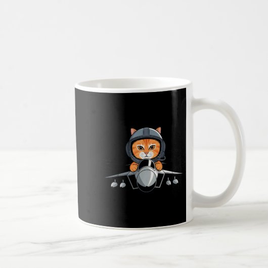 Lot Cat Fighter Jet Funny Aviation Kitty Design Kaffeetasse (Rechts)