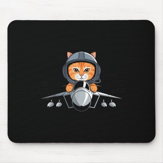 Lot Cat Fighter Jet Funny Aviation Kitty Design Mousepad (Vorne)