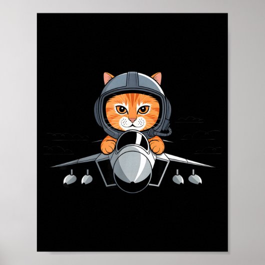 Lot Cat Fighter Jet Funny Aviation Kitty Design Poster (Vorne)