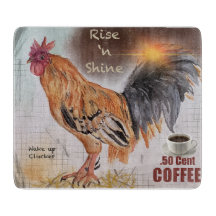 Lot Rooster Vintag Fun Glass Cutting Board