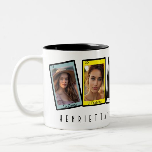 Loteria Mexican Bingo Card Fiesta Bachelorette Zweifarbige Tasse (Links)