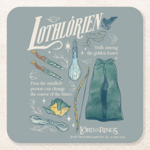 LOTHLORIEN™ Aquarell-Collage-Grafik Rechteckiger Pappuntersetzer