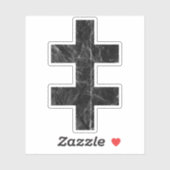 Lothringen-Kreuz (Vintag schwarz) Aufkleber (Blatt)