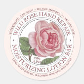 Lotion Bar Seife Etikett Rosa Rose Blume Runder Aufkleber (Vorderseite)