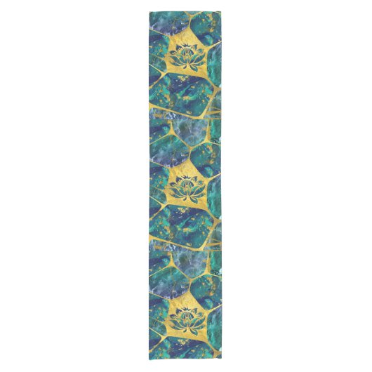 Lotos-Blume auf Edelstein KristallVoronoi Diagramm Kurzer Tischläufer (Vorderseite)