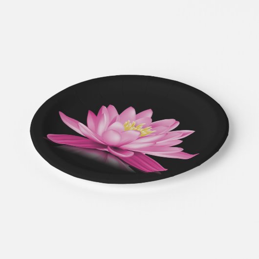 Lotos-Blume des heißen Rosas Pappteller (Schrägansicht)