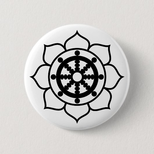 Lotos-Blume Dharma Rad Button (Vorderseite)