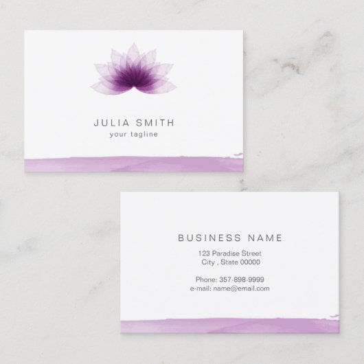 Lotos-Blume in der lila Farbe Visitenkarte (Vorne/Hinten)
