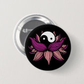 Lotos-Blume und Yin Yang Button (Vorne & Hinten)