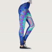 Lotos-BlumeMandala - blaues cyan-blaues Veilchen Leggings (Rechts)