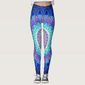 Lotos-BlumeMandala - blaues cyan-blaues Veilchen Leggings (Vorderseite)