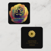 Lotos-Blumen-Goldkunst-Logo-heilendes Yoga Quadratische Visitenkarte (Vorne/Hinten)