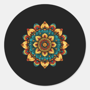 Lotos-Blumen-Mandala Heilige Geometrie Muster Runder Aufkleber