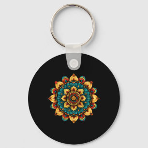 Lotos-Blumen-Mandala Heilige Geometrie Muster Schlüsselanhänger