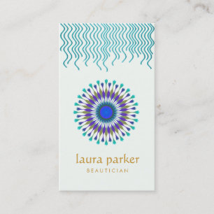 Lotos-Blumen-Pfau-Logo-heilendes Yoga holistisch Visitenkarte