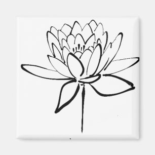 Lotos-Blumen-Schwarzweiss-Tinte, die Kunst Magnet