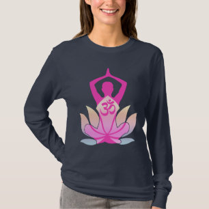 Lotos-Blumen-Yoga OM Namaste geistiges auf Lila T-Shirt