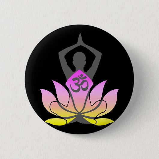 Lotos-Blumen-Yoga-Pose OM Namaste geistige Button (Vorderseite)