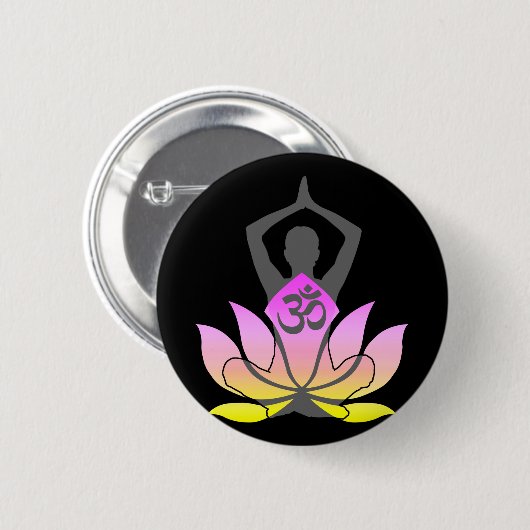 Lotos-Blumen-Yoga-Pose OM Namaste geistige Button (Vorne & Hinten)