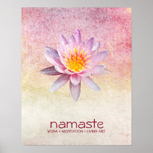 Lotos-BlumeWatercolor Namaste Yoga-Meditation Poster